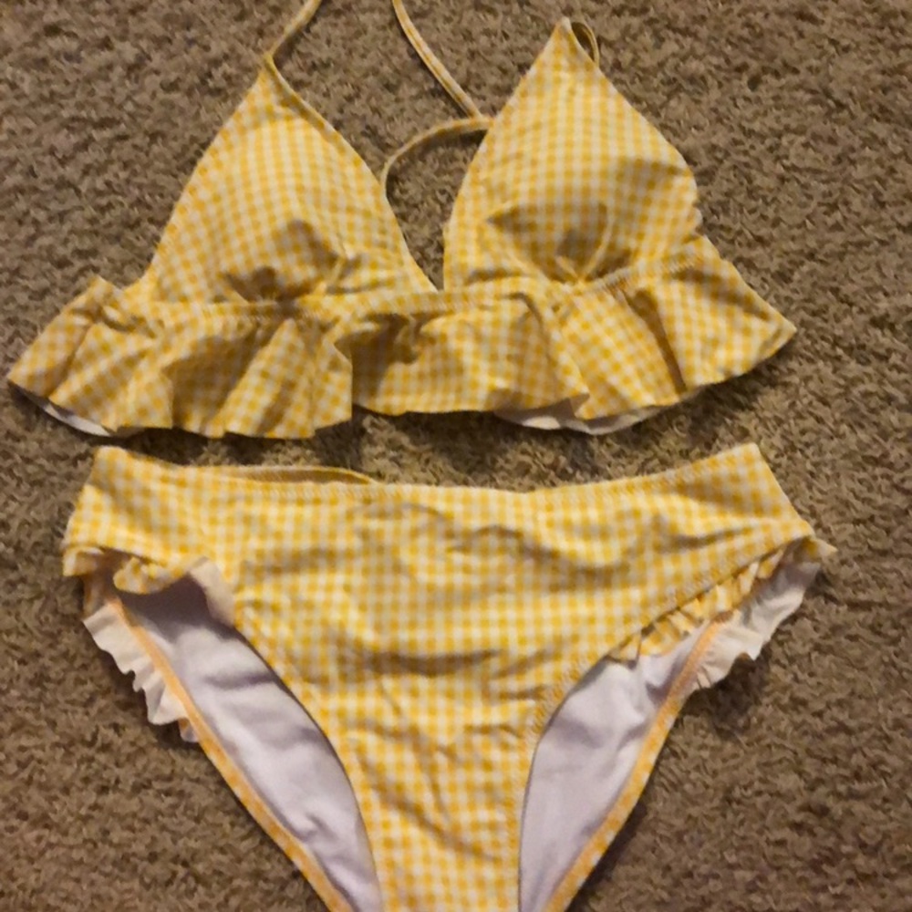 Yellow Gingham Bikini Set